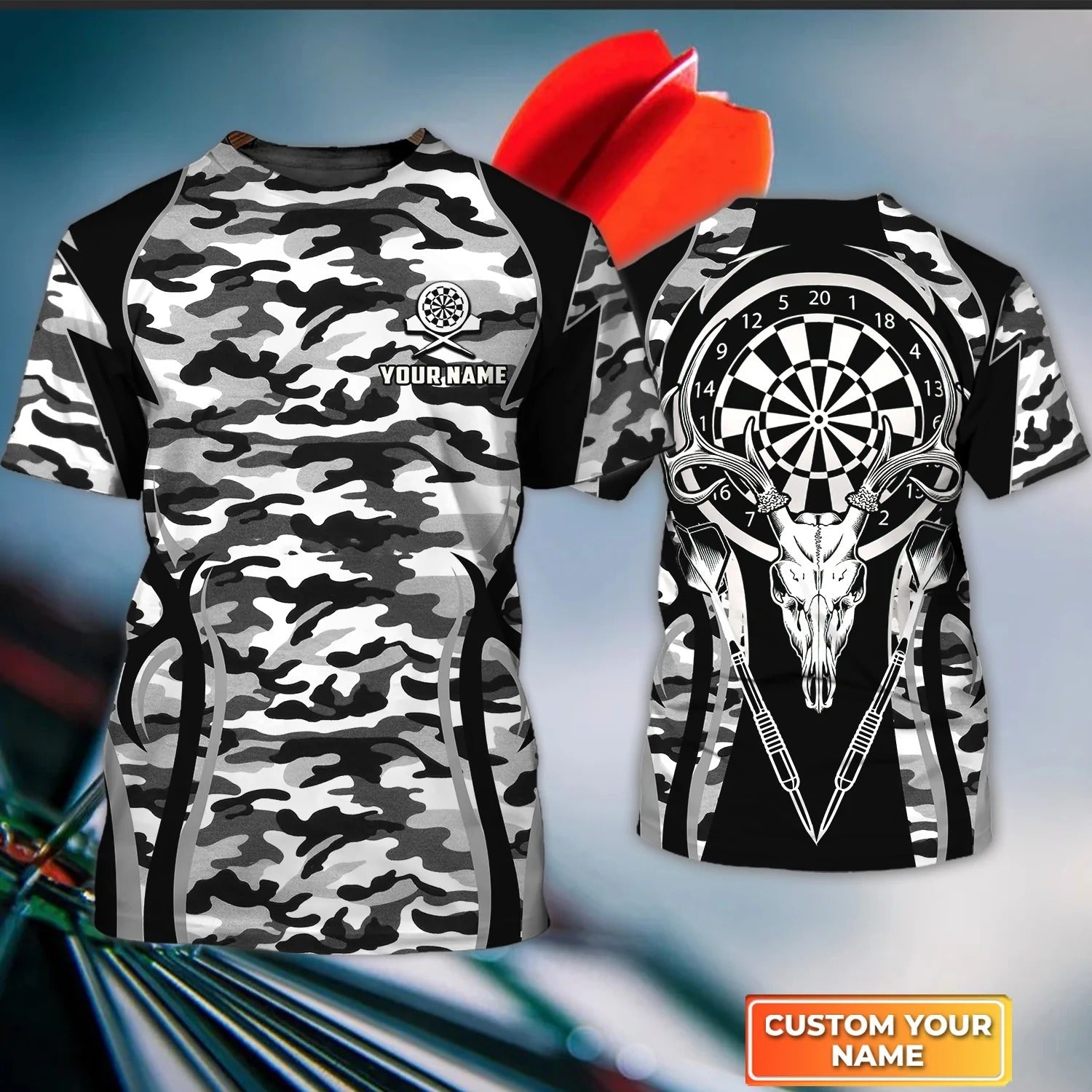 Custom Dart And Deer 3D T Shirt Camo Pattern