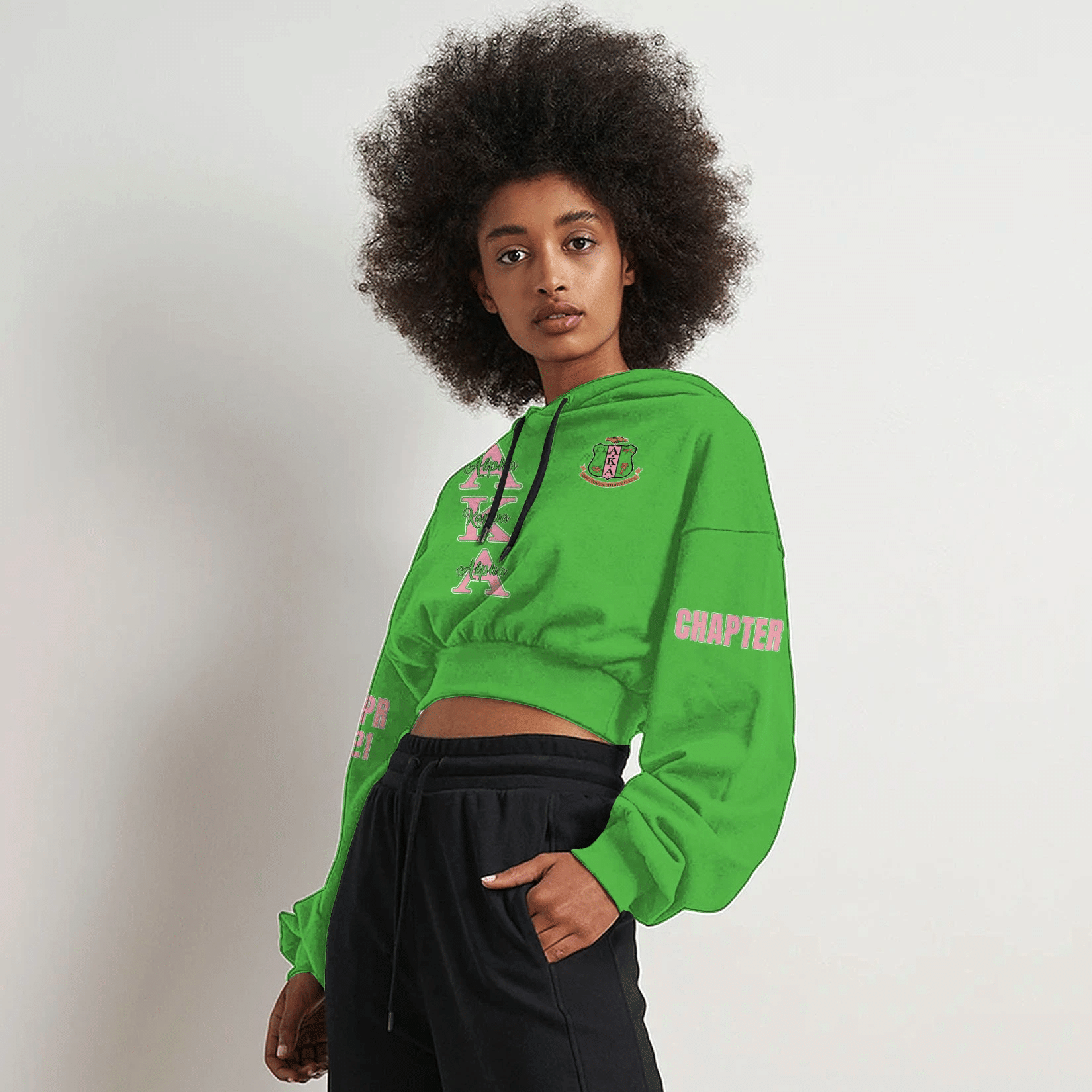 (Custom) Africa Zone Hoodie – Alpha Kappa Alpha (Green) Croptop Hoodie A31