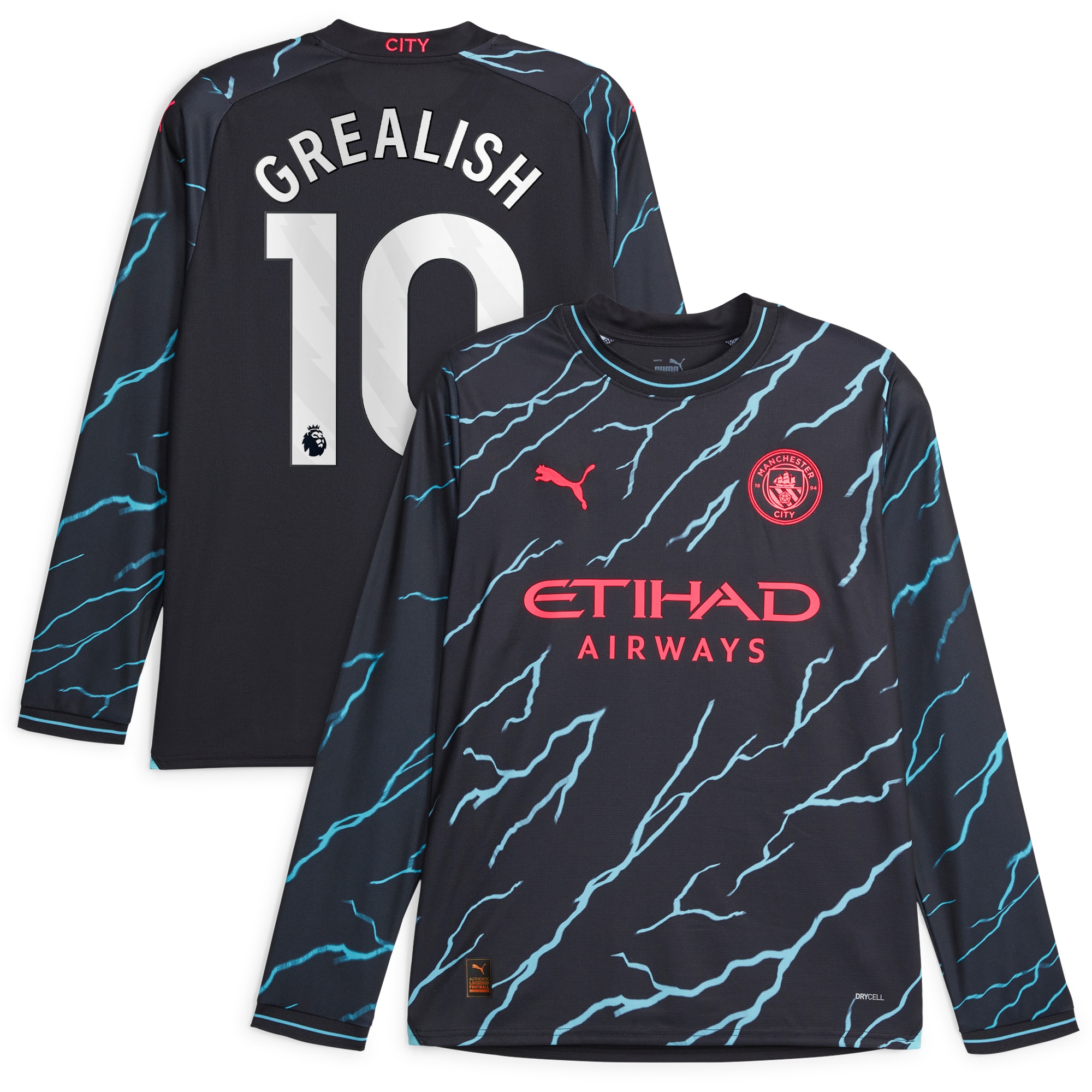 Jack Grealish Manchester City 2023/24 Third Long Sleeve Replica Player Jersey – Navy