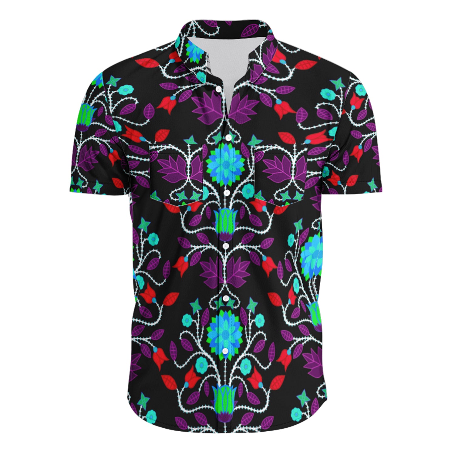 Floral Beadwork Four Clans Button Up Shirt Hawaiian Ha11843