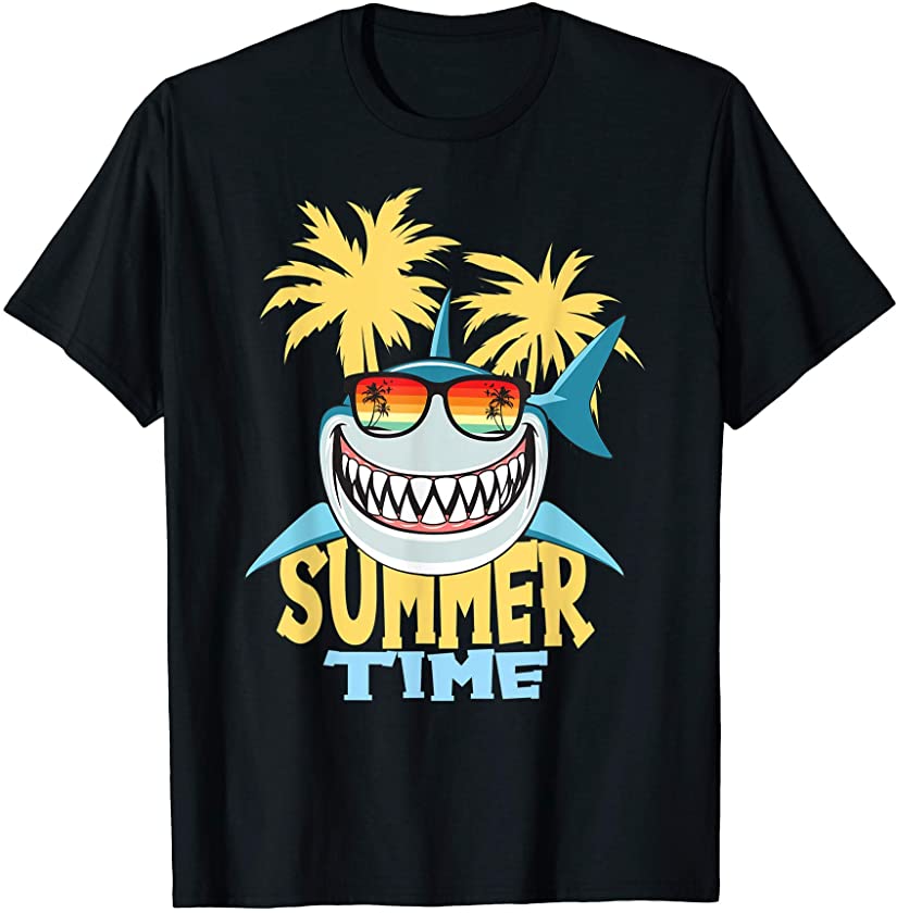 Summer Time I Summer Shark Beach Vacation Motif T-Shirt