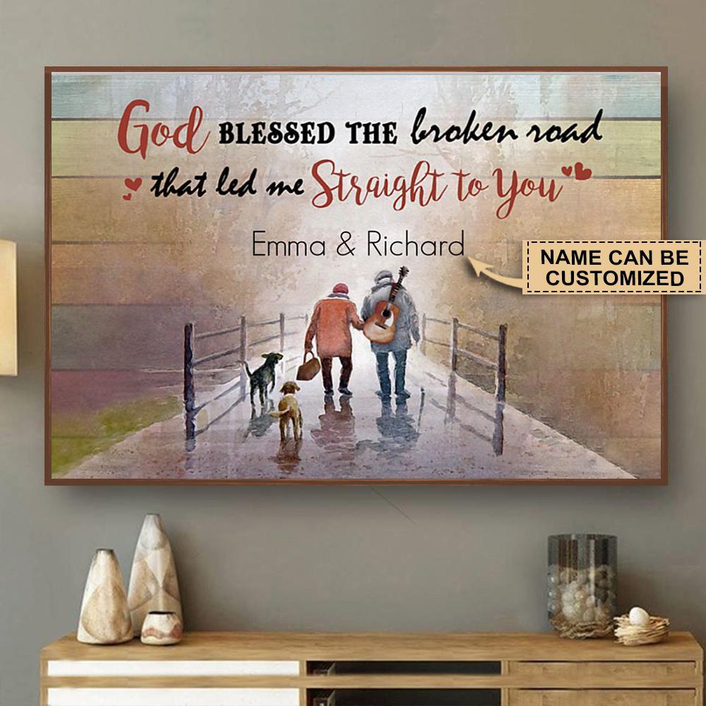 Aeticon Gifts Personalized Guitar That God Blessed The Broken Road Canvas Mom Dad Gift Home Decor