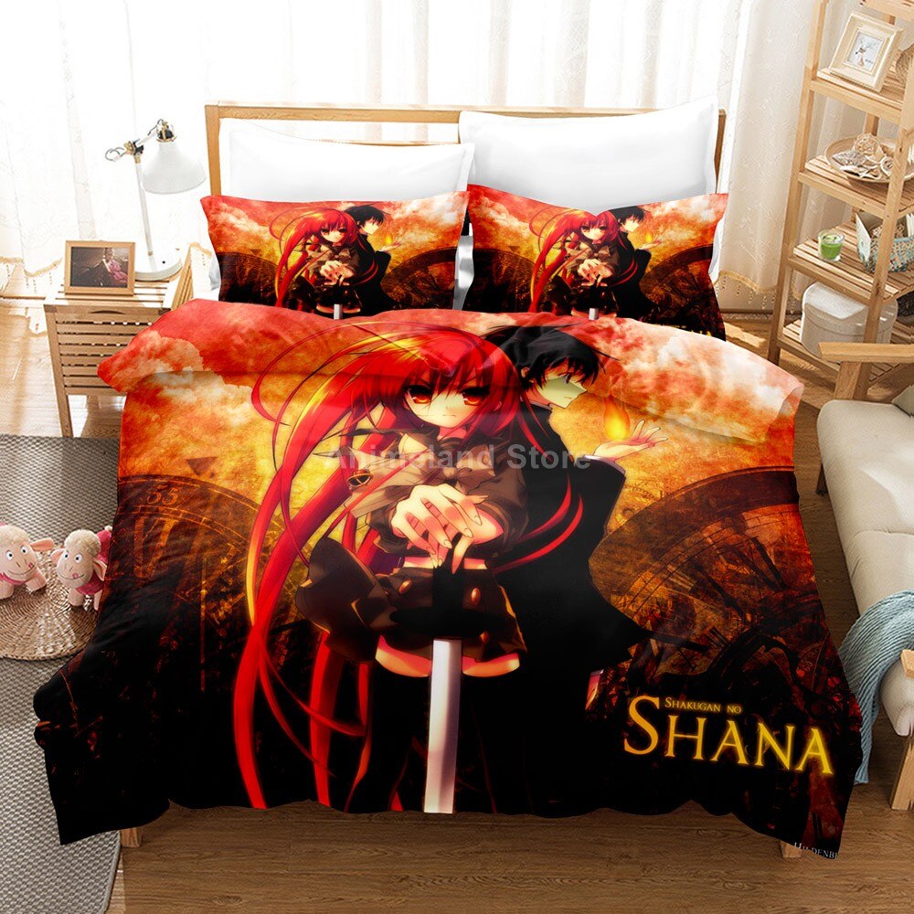 Shakugan No Shana Bedding Set Anime Bed Quilt Duvet Cover Sets Queen King Size Kawaii Cartoon