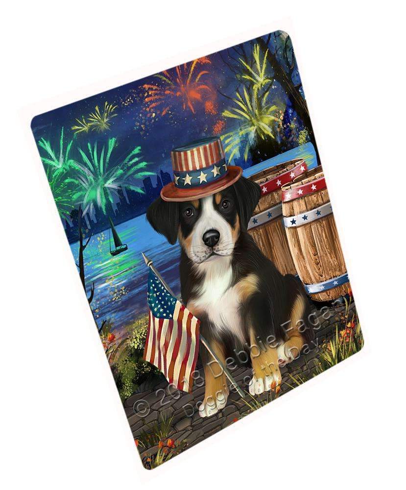 4Th Of July Independence Day Fireworks Greater Swiss Mountain Dog At The Lake Blanket Blnkt76566