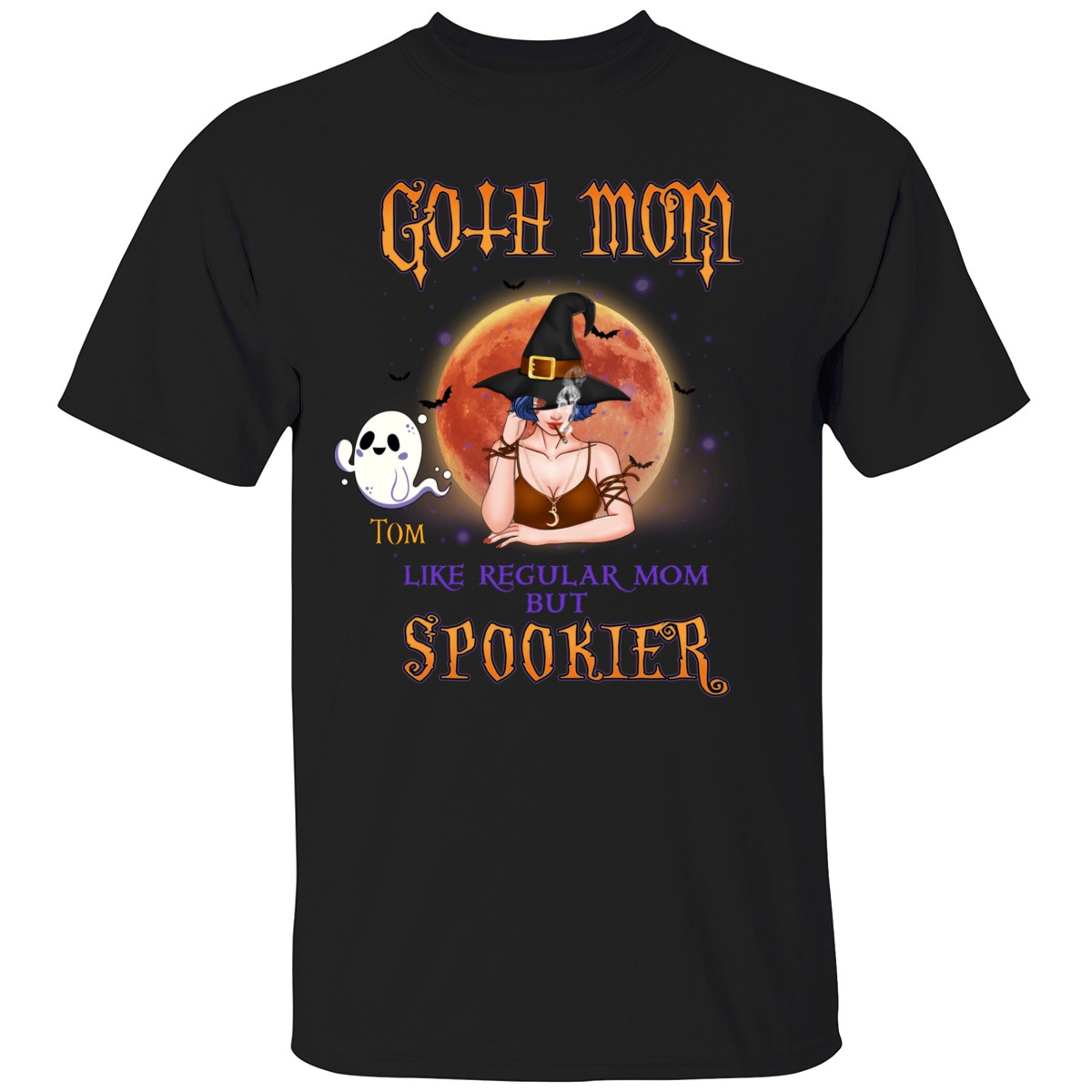 Goth Mom Like Regular Mom But Spookier Halloween Personalized T-Shirt Custom Goth Mom Shirt, Halloween Gift Idea For Mom