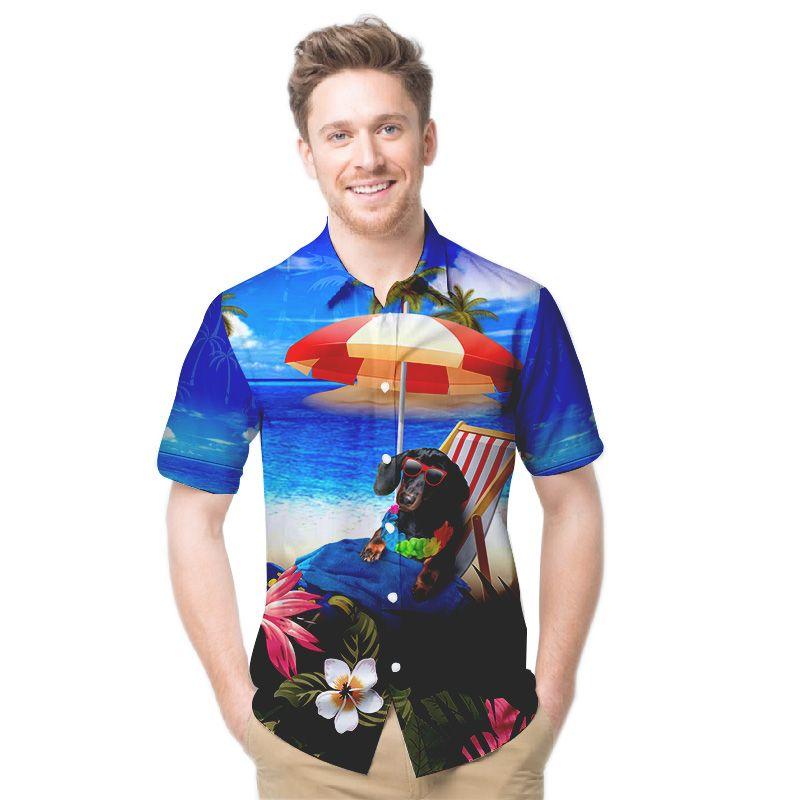 Beach Shirt Dachshund Custom Name Men Hawaiian Shirt For Dog Lovers