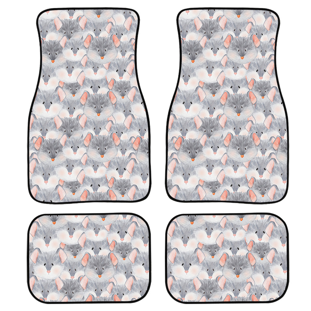 Watercolor Rat Pattern Print Front And Back Car Floor Mats, Front Car Mat