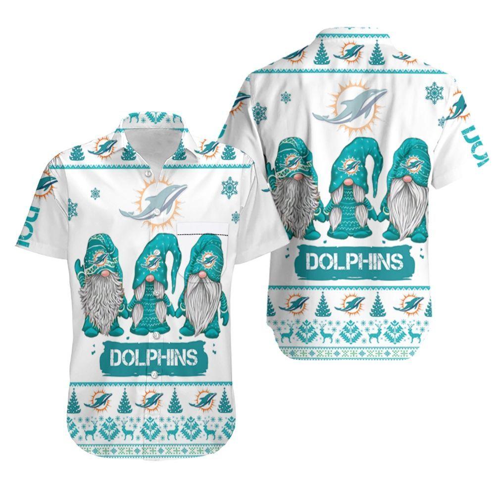 Beach Shirt Christmas Gnomes Miami Dolphins Ugly Sweatshirt Christmas 3D Hawaiian Shirt