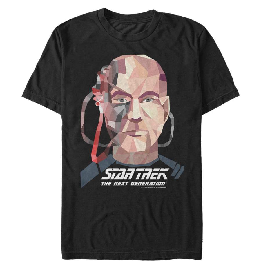 Star Trek Men’s Next Generation Geometric Borg Picard  T Shirt