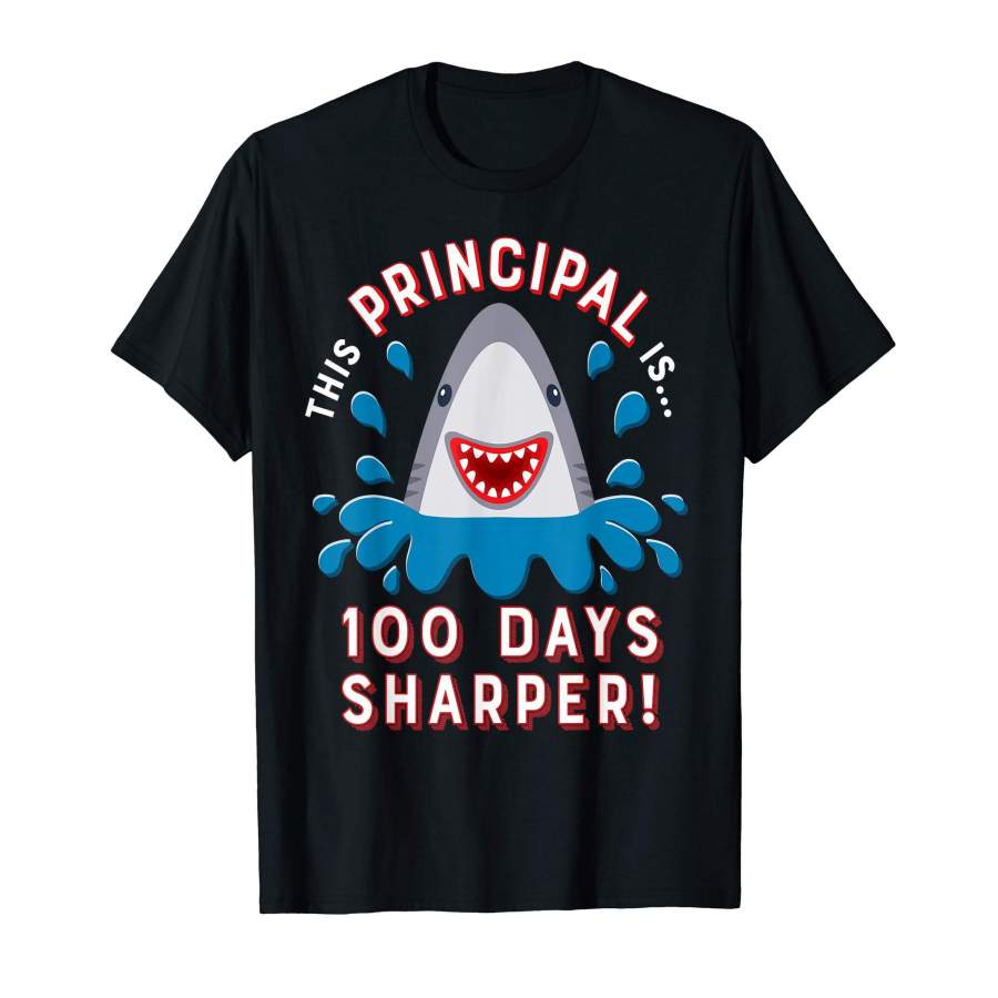 100 Days of School Shirt Principal Cute Shark Men Women Gift