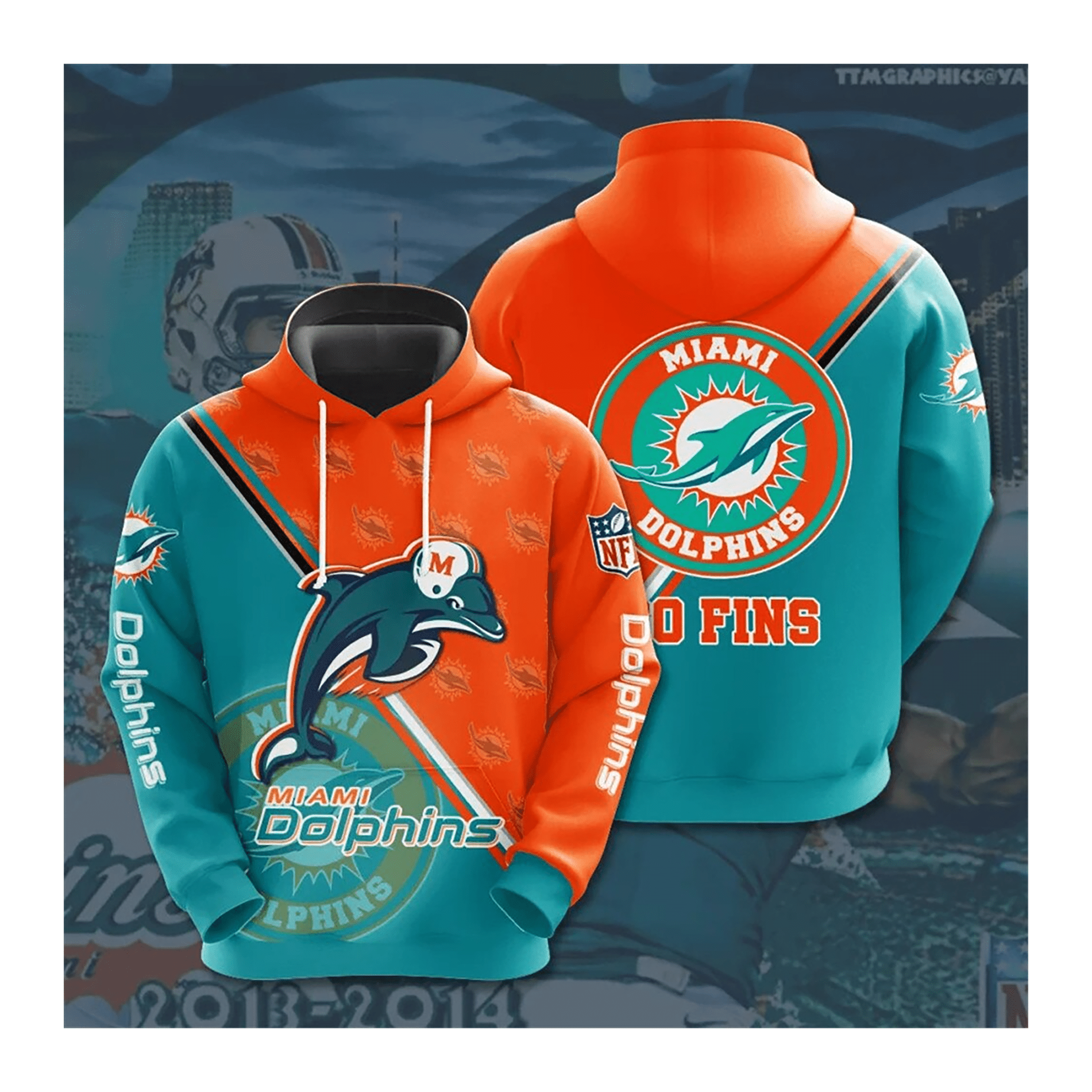 M. Dolphins Hoodie Cute Pattern Sweatshirt For Fans Men & Women