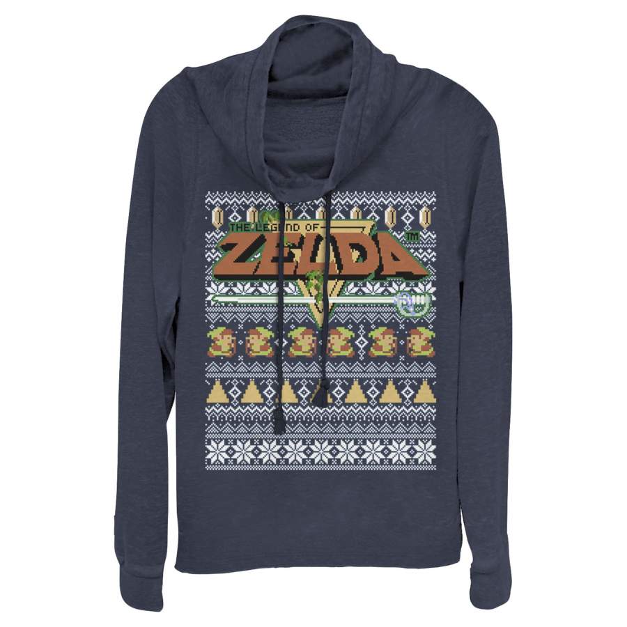 Nintendo Junior’s Ugly Christmas Legend of Zelda  Cowl Neck Sweatshirt