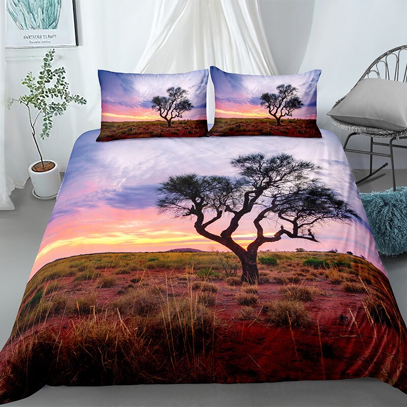 3D Sunset Scenery Digital Printing Bedding Set Home Decoration Bedroom Comfortable Down Cover Pillowcase Home Textiles Duvet Covers