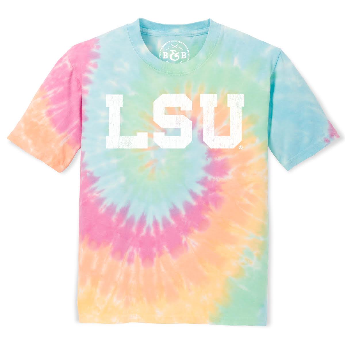 B&B Dry Goods Lsu Tigers Athletic Block Youth T-Shirt – Pastel Rainbow