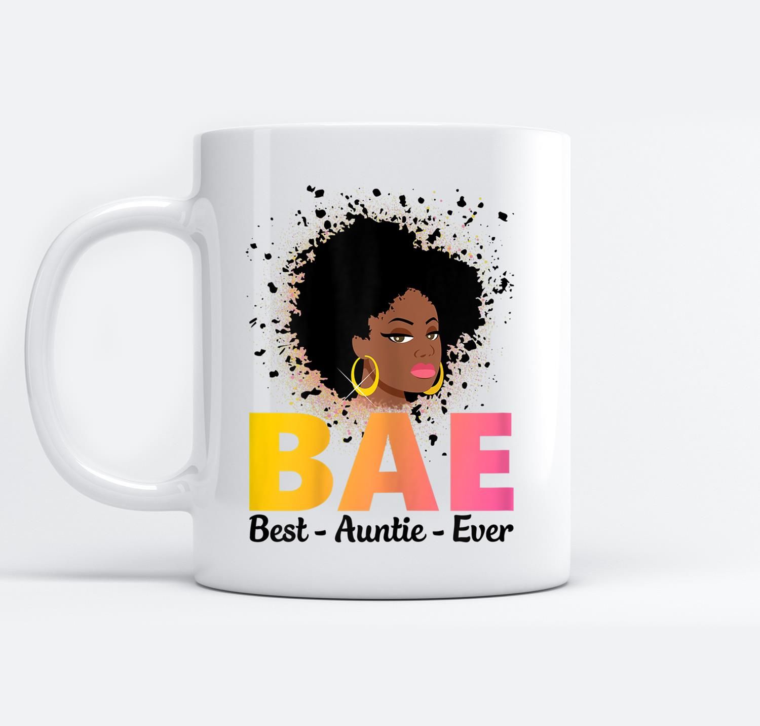 Womens Cute African American Women BAE Best Auntie Ever Gift White Mugs