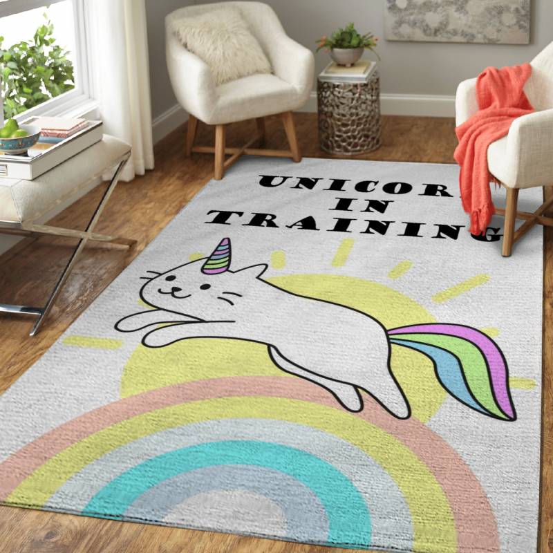 UNICORN IN TRAINING Funny – Animals Area Rug Carpet