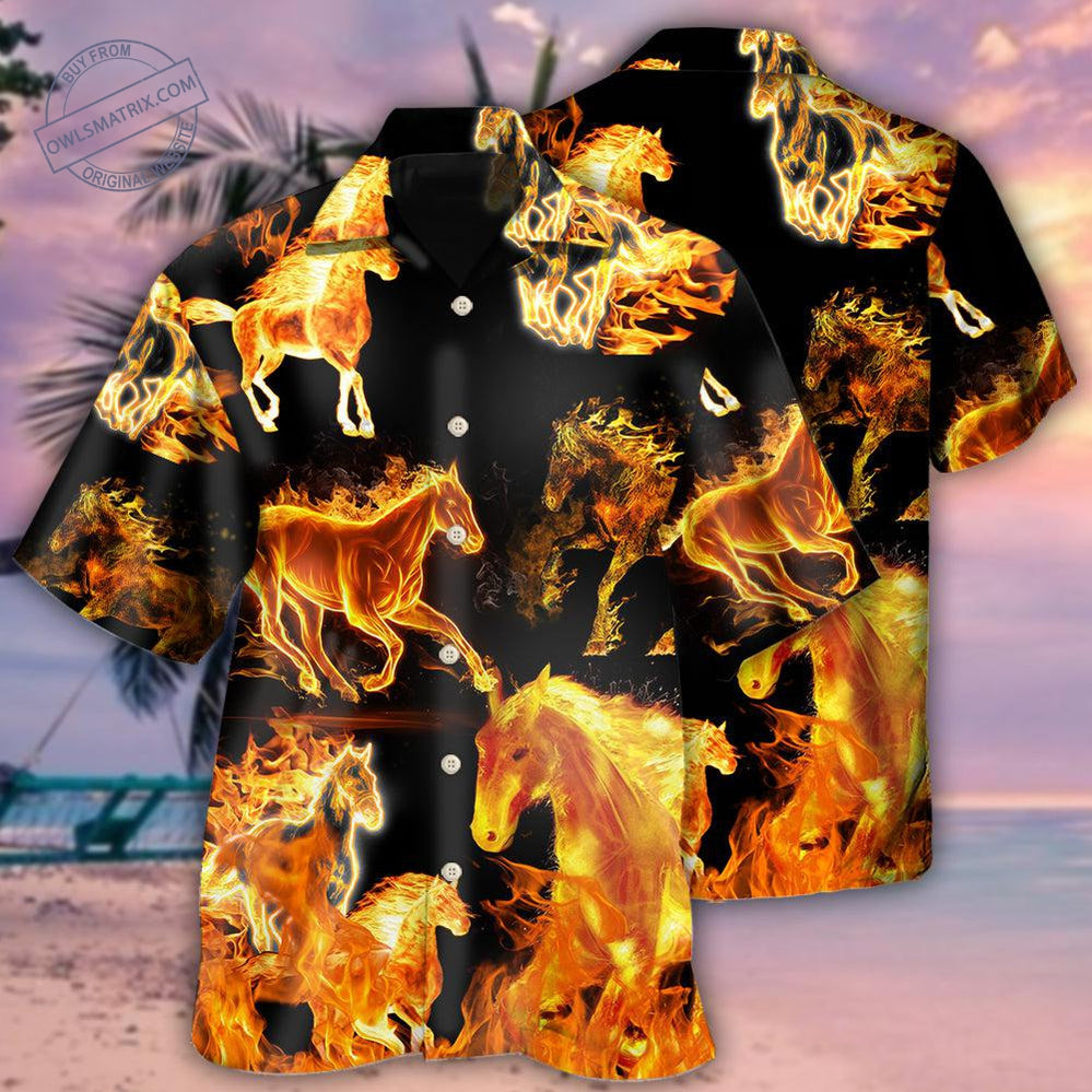 Fire Horse Black Style Hawaii Shirt Ha2516