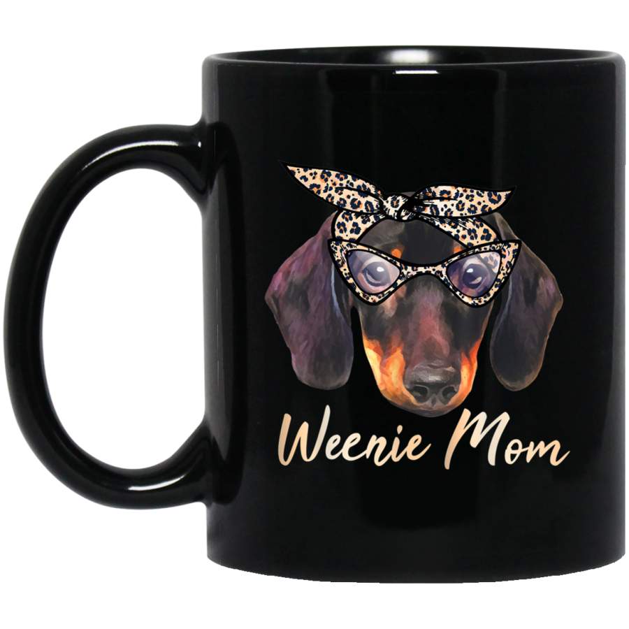 Weenie Mom Dachshund Mama Wiener Dog Leopard Print Gift Mug