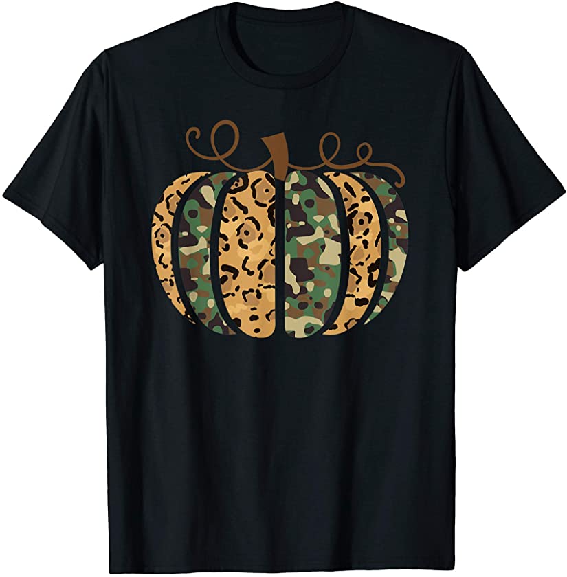 Trendy Leopard Camo Pumpkin Animal Print Cheetah Fall Women T-Shirt