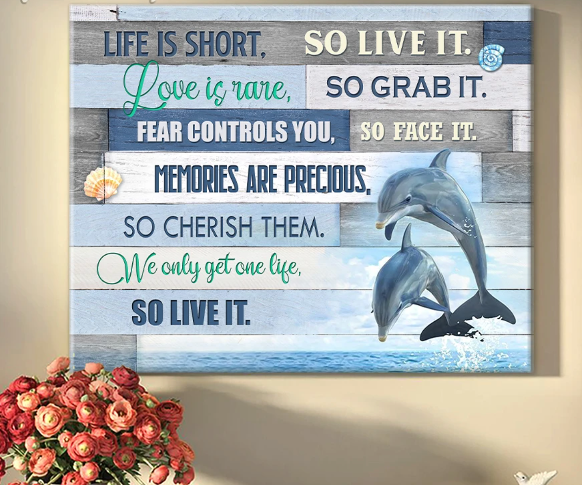 Beach Dolphin Life Is Short So Live It Matte Canvas