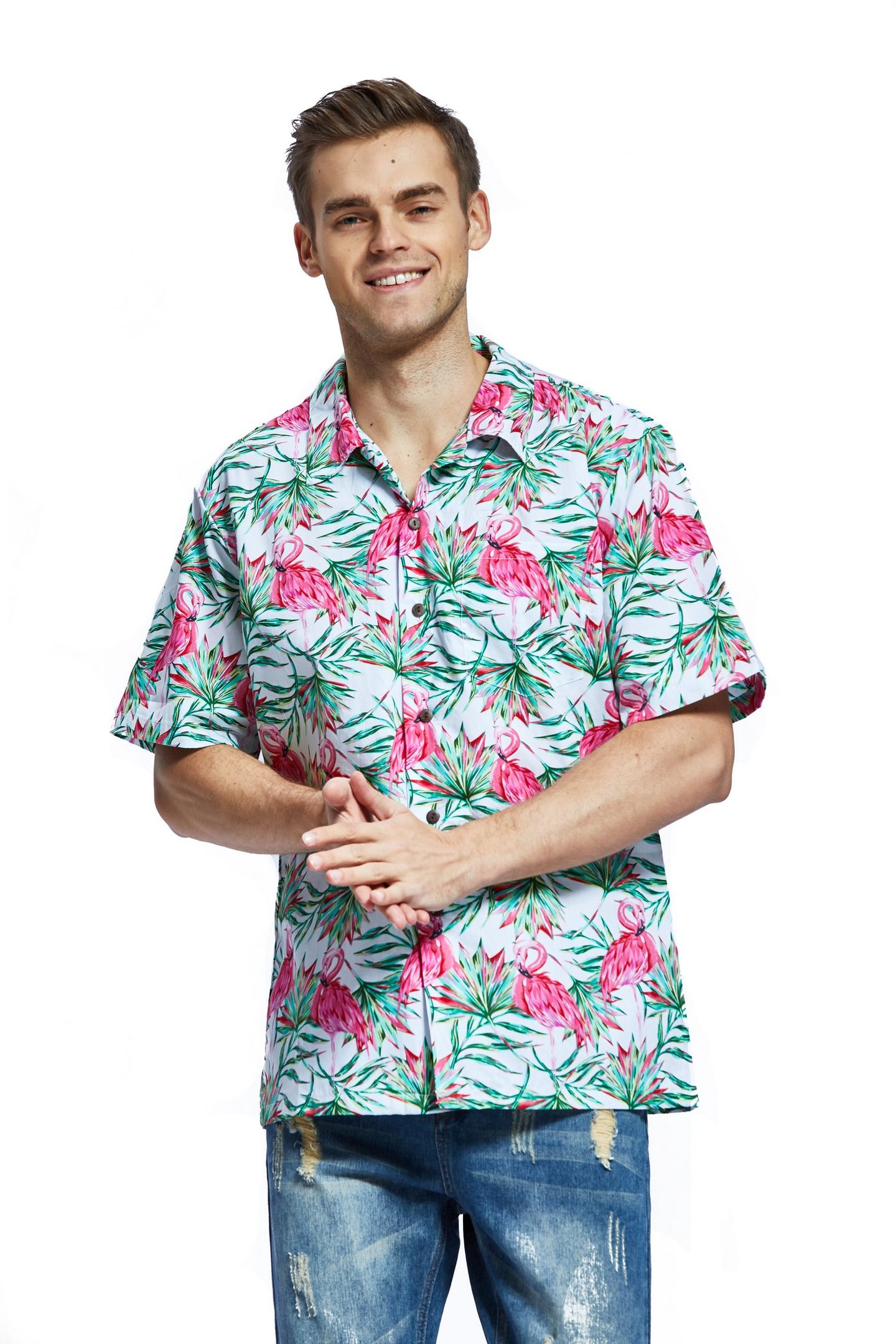 Flamingo White Unique Design Hawaii Shirt Ha100242