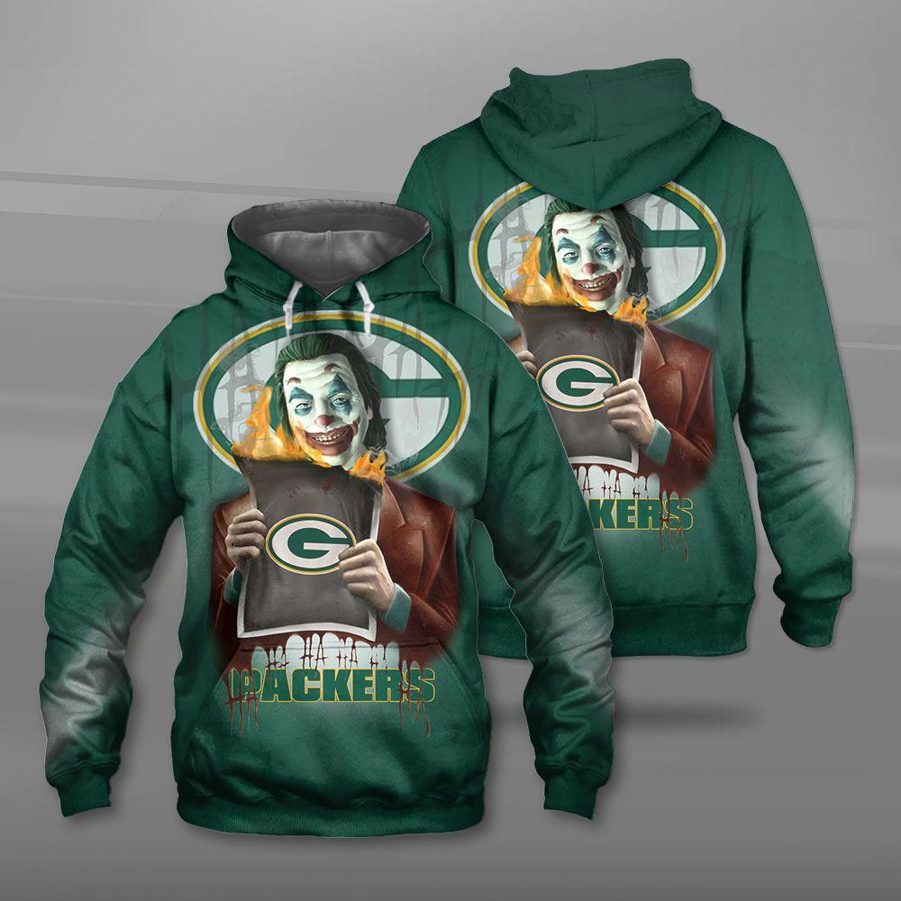 Green Bay Packers With The Joker Dc 3D Hoodies Sweatshirt Pullover