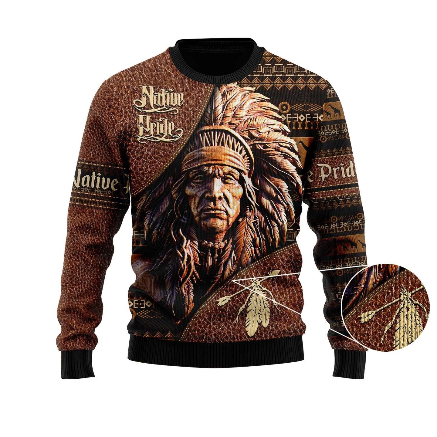 Native Pride And Tribal Pattern Brown 3D Printed Sweater