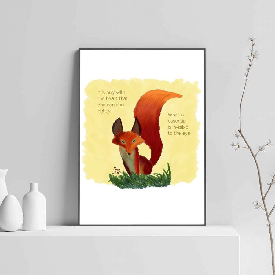 The Little Prince And Fox Quotes Poster Poster Art Design