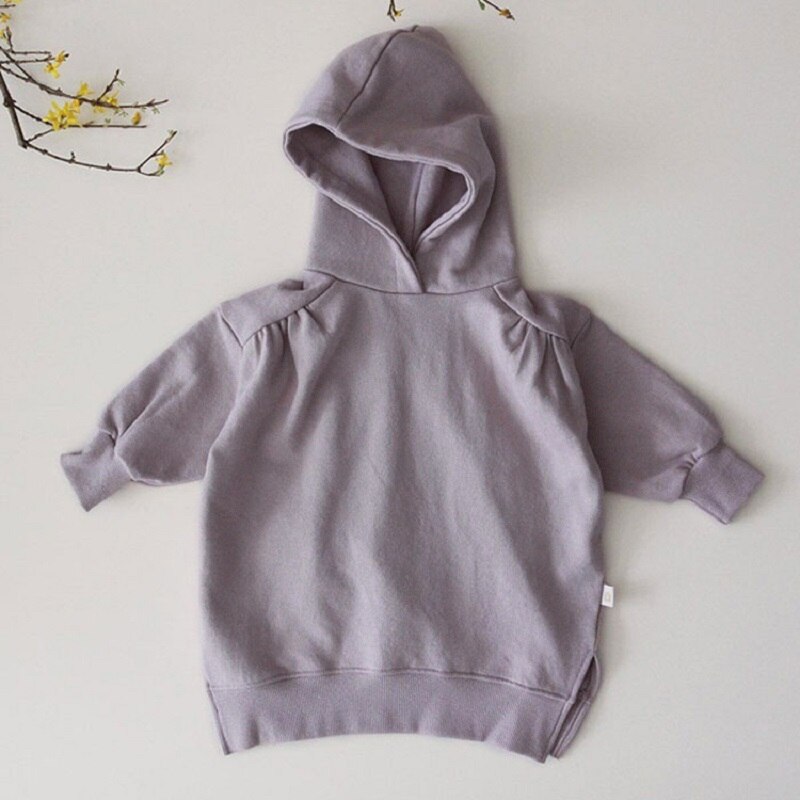 Autumn Long Hooded Sweater Kids Solid Color Long Sleeves Shirts Casual Tops Clothes Girls Boys Hoodie Baby Toddler Sweatsuit alx