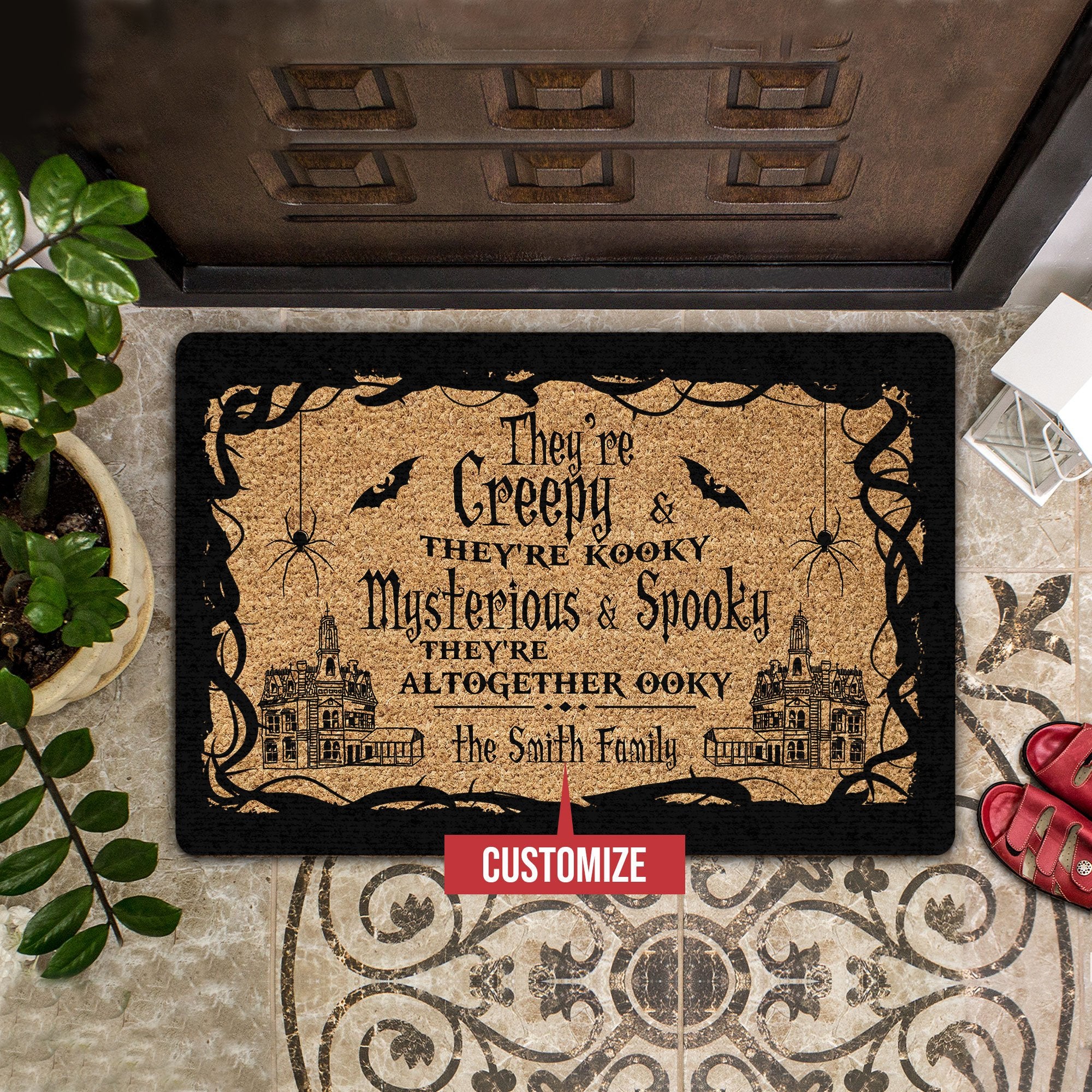 Theyre Creepy Theyre Kooky Personalized All Over Printing Doormat Pre2091