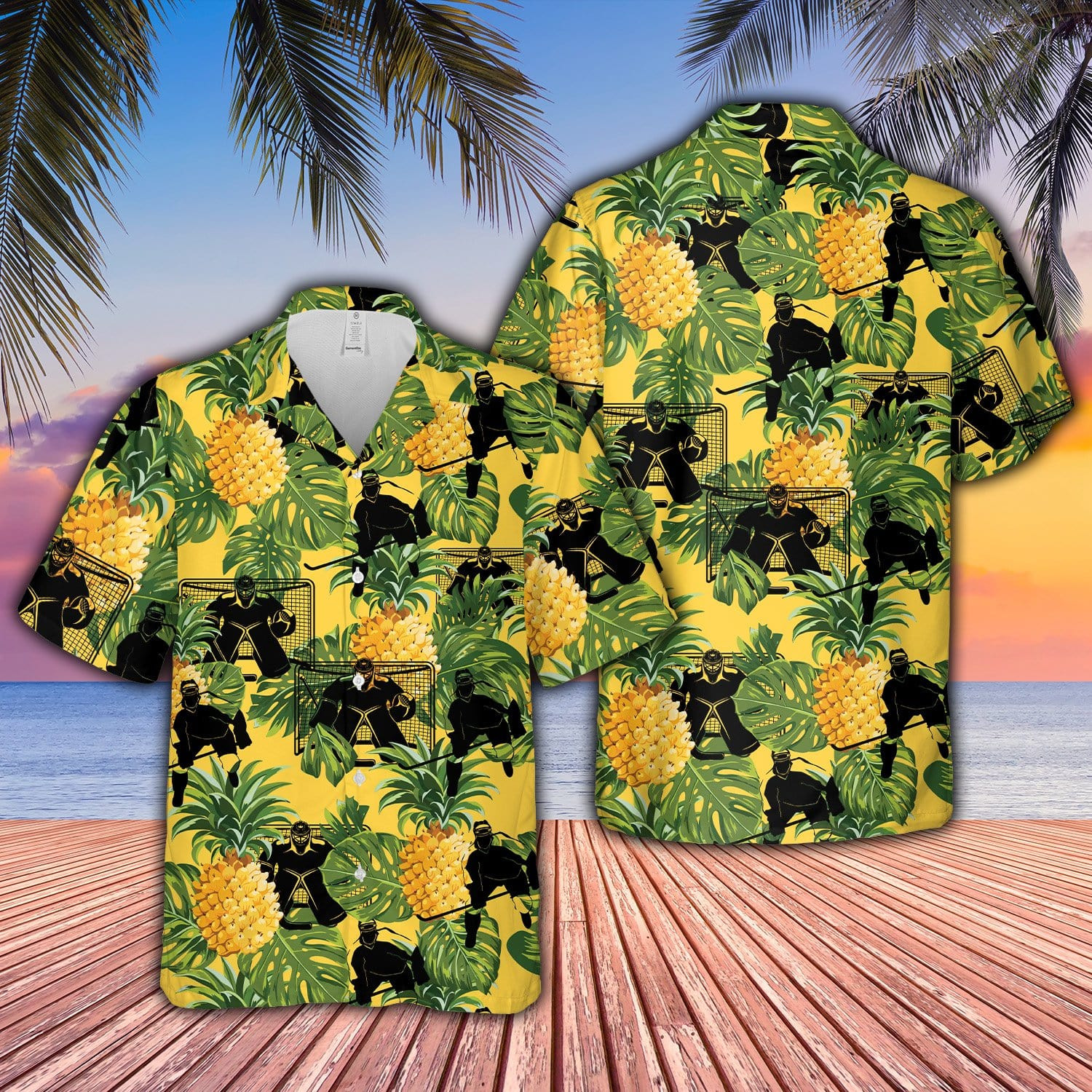 Hawaii Aloha Shirts Ice Hockey Pineapple Tropical Ha84016