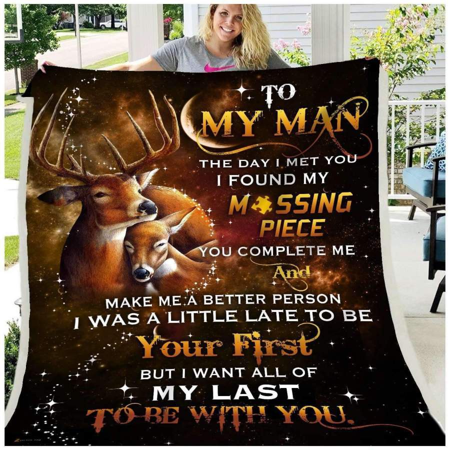 Deer Blanket You Complete Me Gift For Your Man