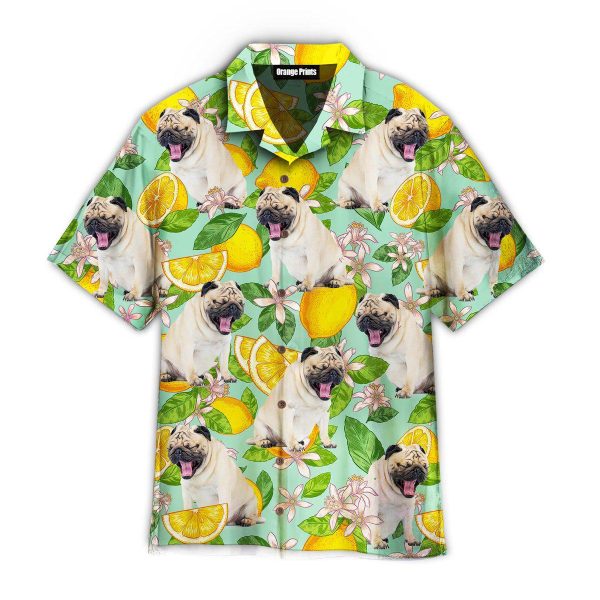 Funny Pug Dog Lemon Tropical Pattern Hawaii Shirt For Men Women Ha9183