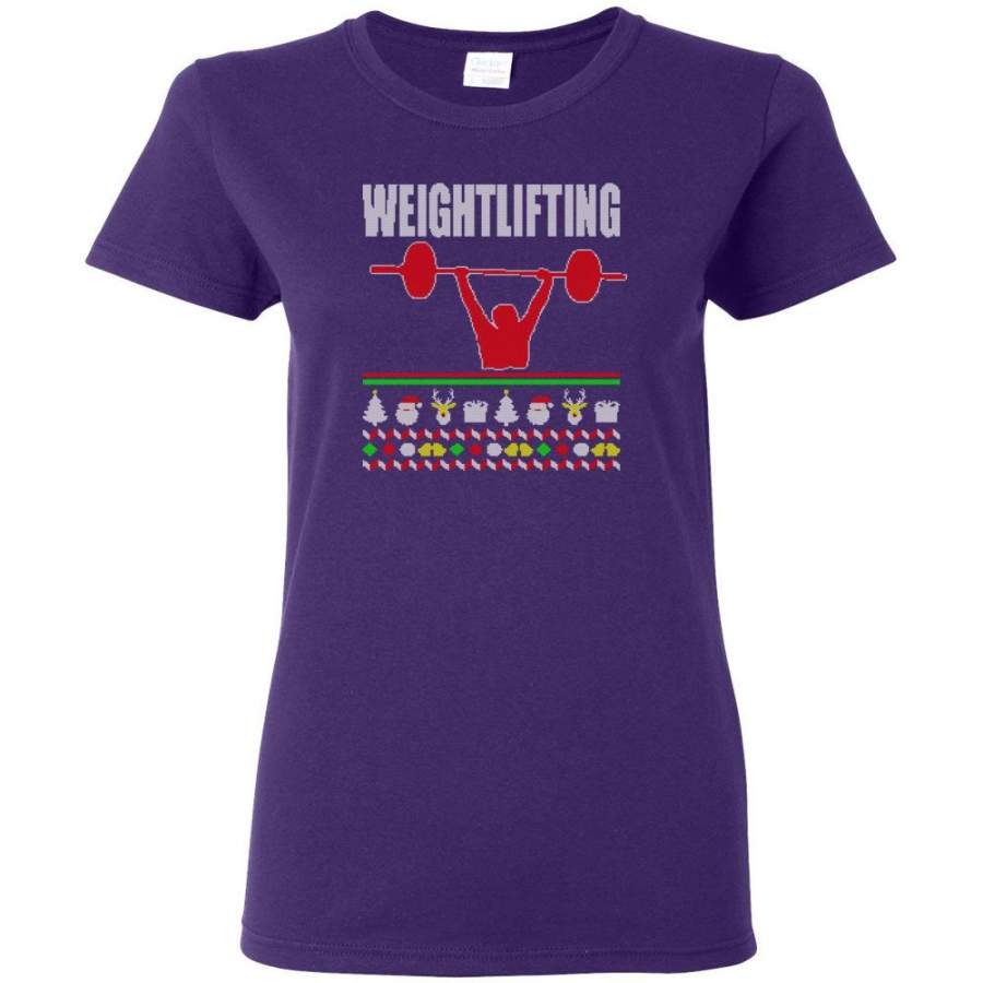 Weightlifting Ugly Christmas Sweater Women Tee