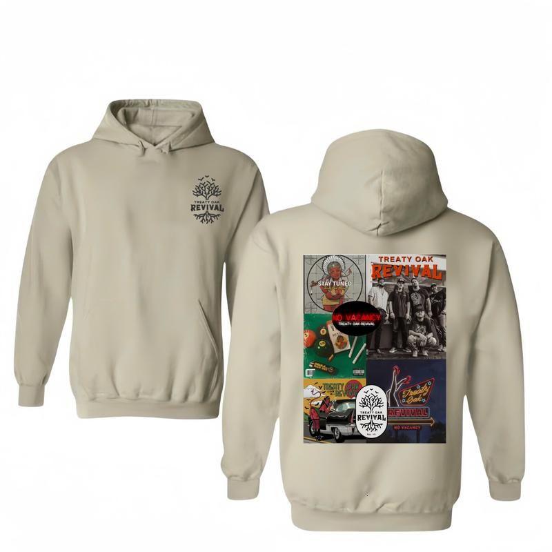 Vintage Style Unisex Hoodie, Treaty Oak Revival Graphic Apparel for Men and Women, Casual Daily Wear, Comfortable and Trendy Fashion