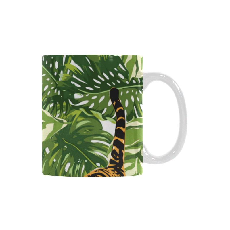 Bengal Tiger Pattern leaves Classical White Mug (FulFilled In US)