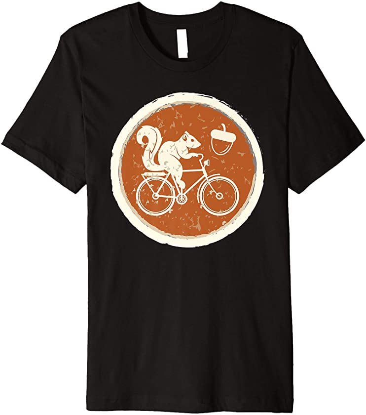 Vintage Squirrel Riding Bicycle Funny Animal Bike Lover Gift Premium T-Shirt