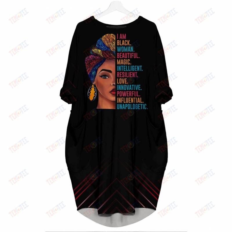 Temotee African Dress 31 – I Am Black Woman Beautiful Magic Intelligent 3D Dress Afro Girl Shirt African American Woman Gift Idea TMT1836