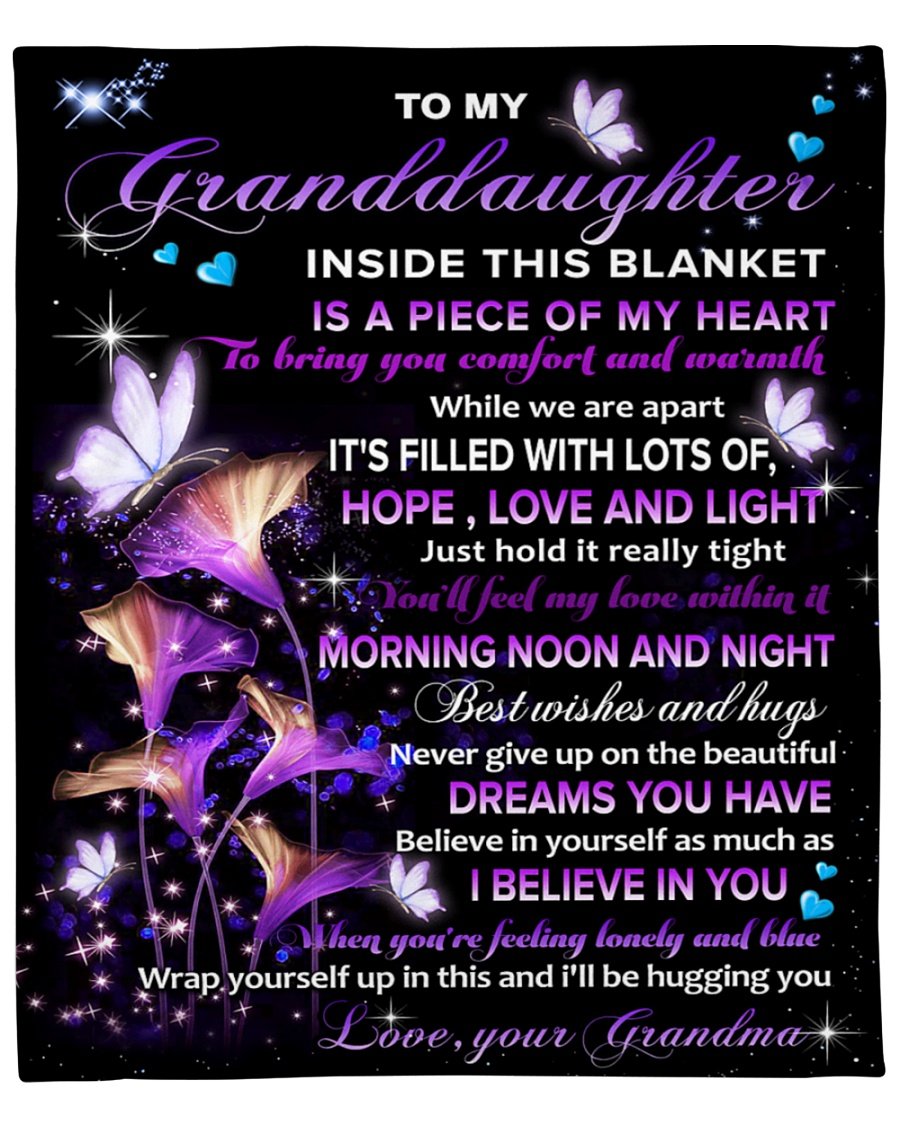 Butterfly To My Granddaughter Hope Love And Light Blanket Gift From Grandma Home Decor Bedding Couch Sofa Soft And Comfy Cozy