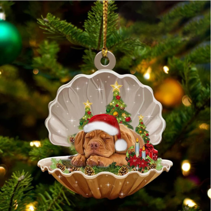 Dogue De Bordeaux3-Sleeping Pearl In Christmas Two Sided Ornament