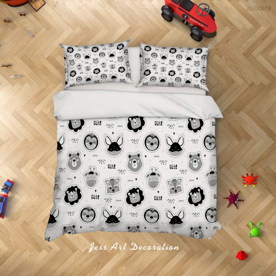 3D White Cartoon Animal Quilt Cover Set Bedding Set Duvet Cover Pillowcases SF34