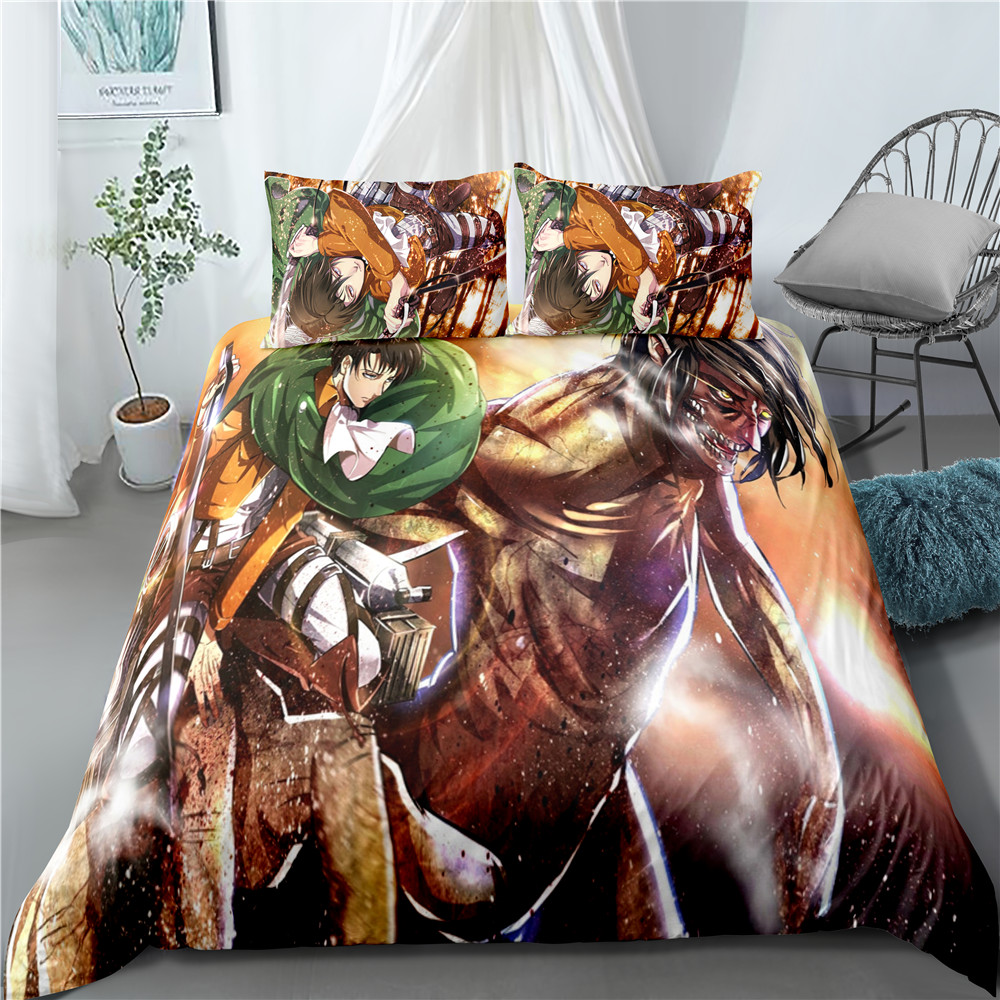 Anime Attack On Titan 3D Bed Duvet Covers Home Pillow Case Bedding Sets Bed Set Home Decor Bedding