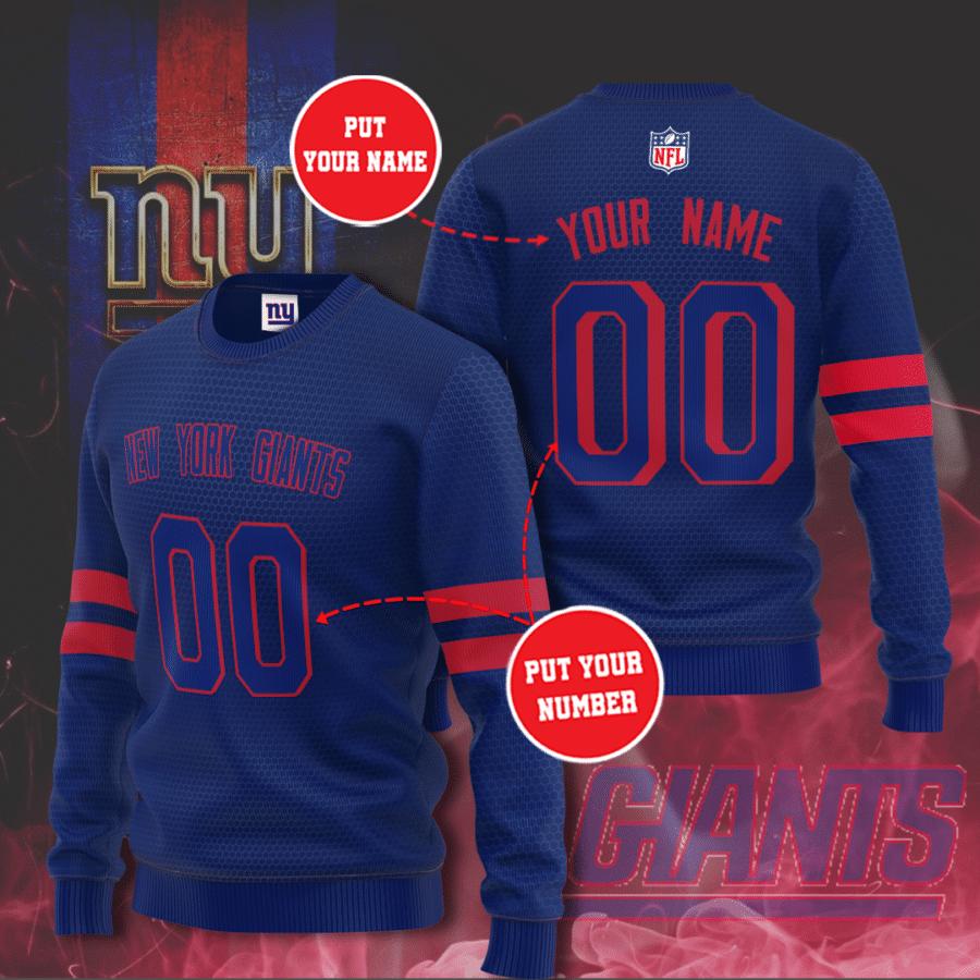 Personalized New York Giants Football Team All Over Print 3D Sweatshirt-Blue-Tph