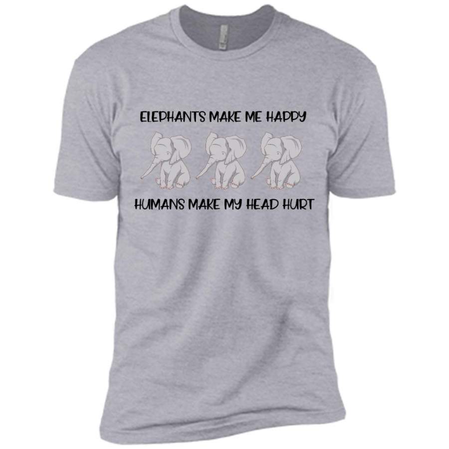 Elephants Make Me Happy Humans Make My Head Hurt – Canvas Unisex USA Shirt