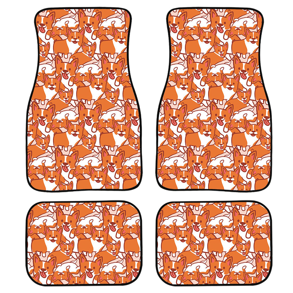 Cute Corgi Pattern Print Front And Back Car Floor Mats, Front Car Mat