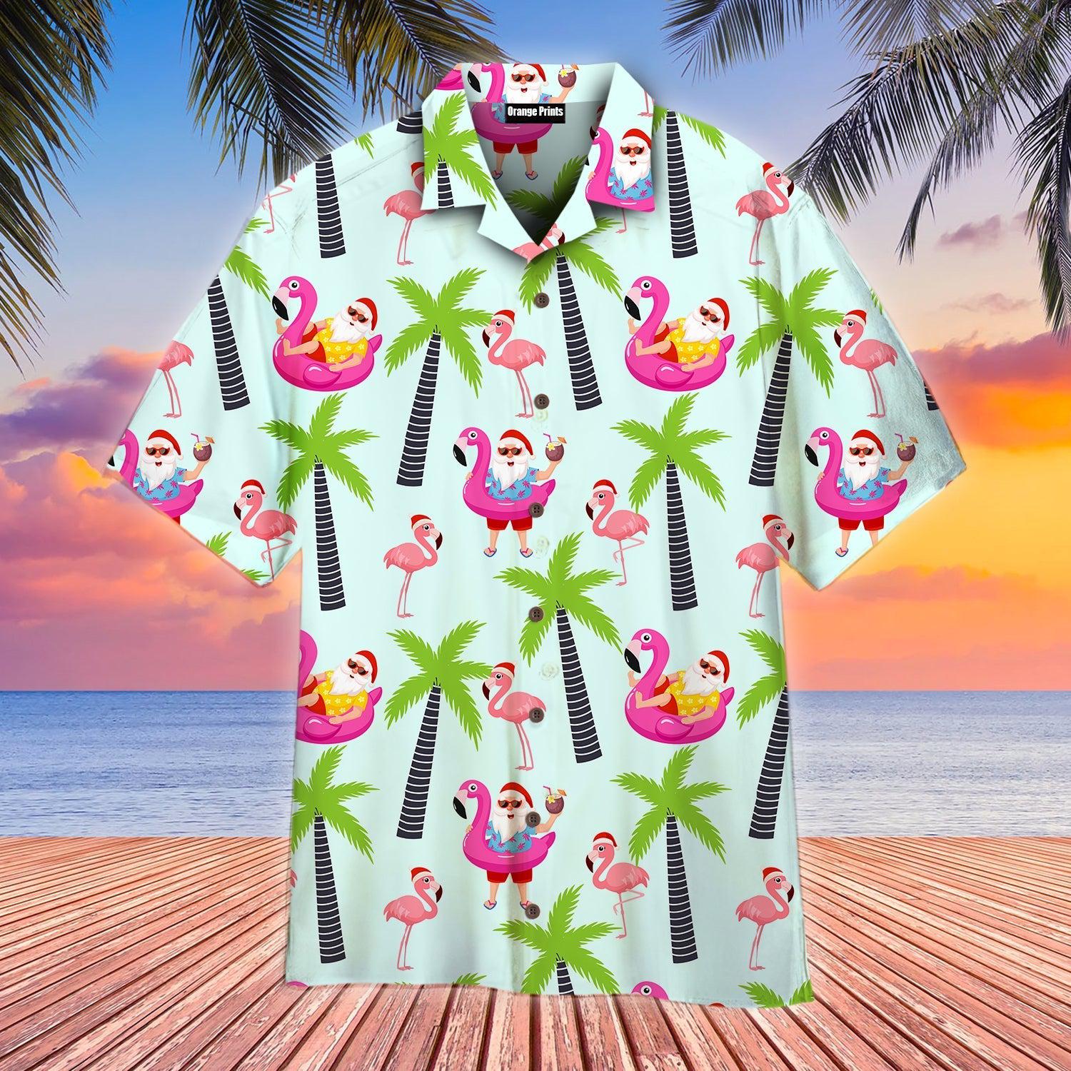 Santa Claus With Flamingo Christmas In July Hawaii Shirt For Men Women Ha68864