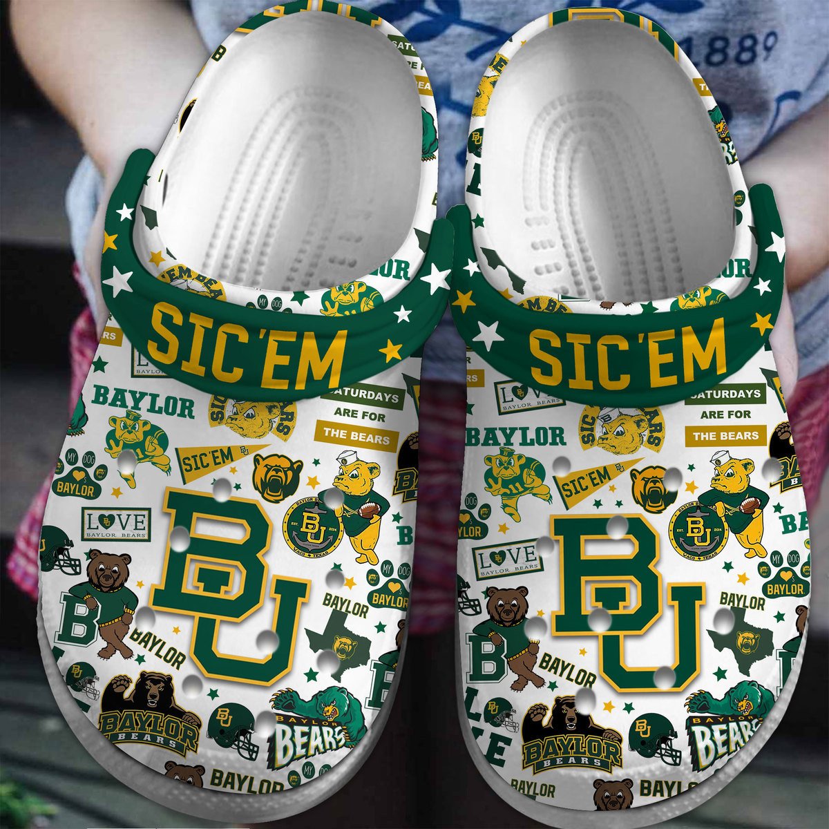 Baylor Bears NCAA Sport Crocss Crocband Clogs Shoes Comfortable For Men Women and Kids