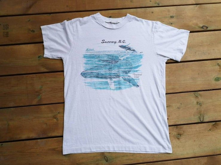 Vintage 80 S Surrey Bc Paper Thin Humpback Whales Shirt