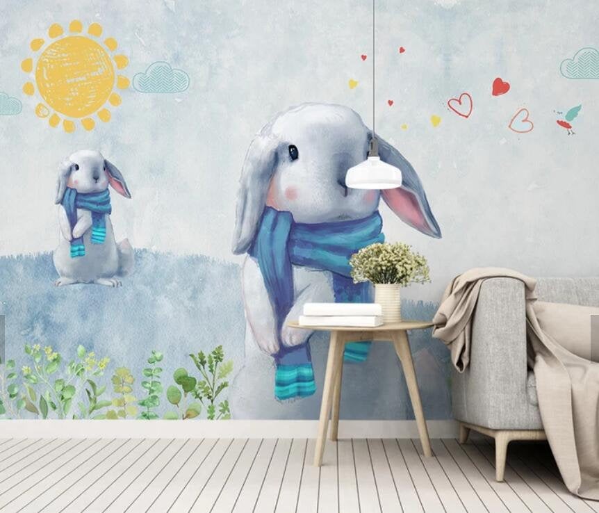 3D Kids, Cartoon, Cute Rabbit Wallpaper-Nursery