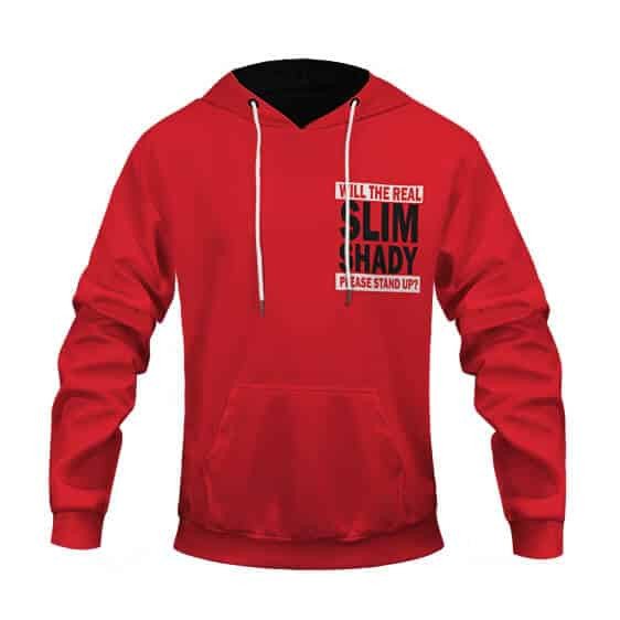 Eminem Merch Will The Real Slim Shady Please Stand Up Red Hoodie Jacket